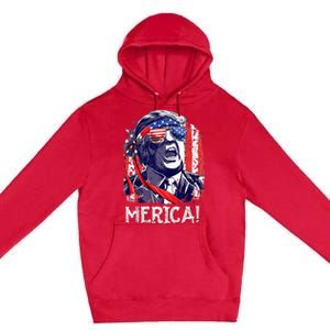 Trump 4th Of July Merica Women Usa American Flag Premium Pullover Hoodie