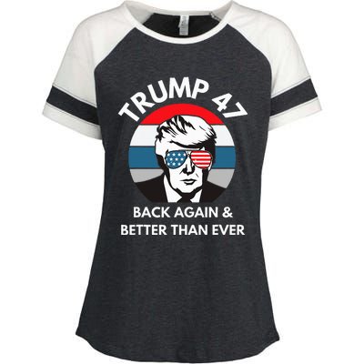 Trump 47 President Enza Ladies Jersey Colorblock Tee