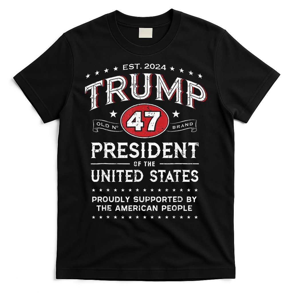 Trump 47th President Vintage Whiskey Label Fun Trump 2024 T-Shirt