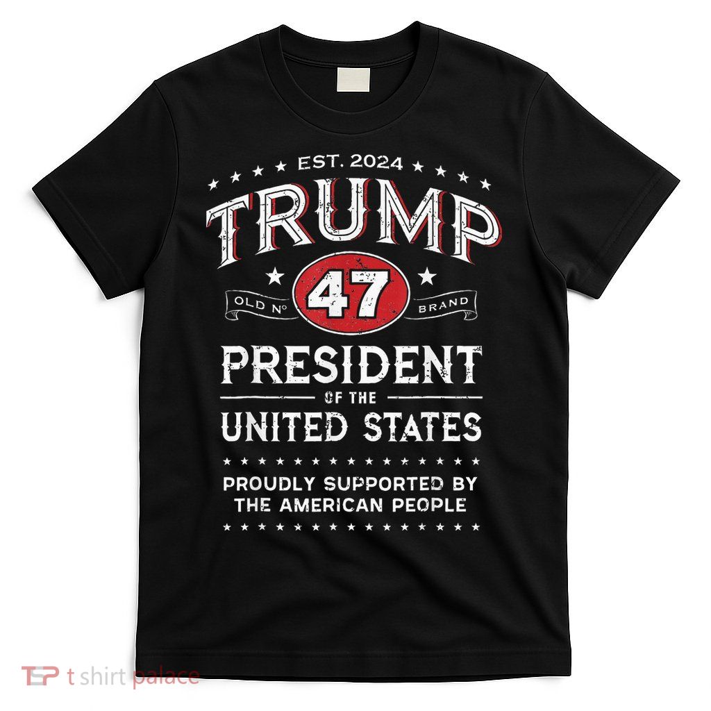 Trump 47th President Vintage Whiskey Label Fun Trump 2024 T-Shirt