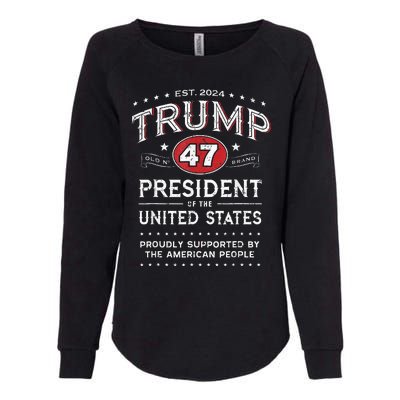 Trump 47th President Vintage Whiskey Label Fun Trump 2024 Womens California Wash Sweatshirt