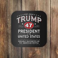 Trump 47th President Vintage Whiskey Label Fun Trump 2024 Coaster