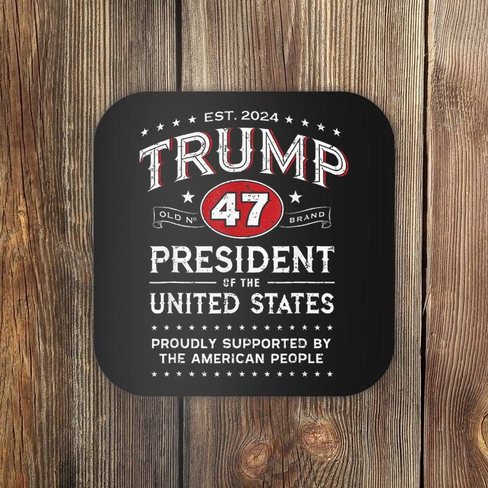 Trump 47th President Vintage Whiskey Label Fun Trump 2024 Coaster