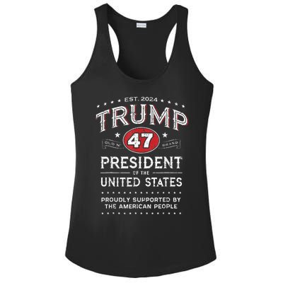 Trump 47th President Vintage Whiskey Label Fun Trump 2024 Ladies PosiCharge Competitor Racerback Tank