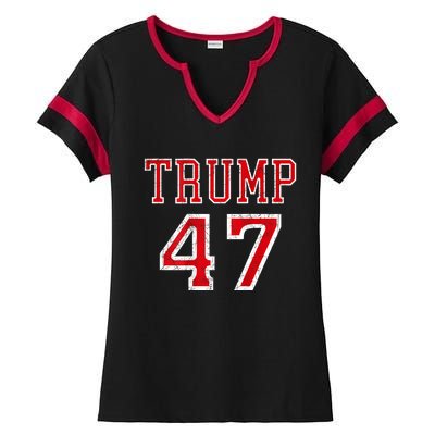 Trump 47 President Team Football Jersey Style 2024 Ladies Halftime Notch Neck Tee