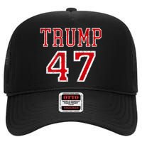 Trump 47 President Team Football Jersey Style 2024 High Crown Mesh Back Trucker Hat