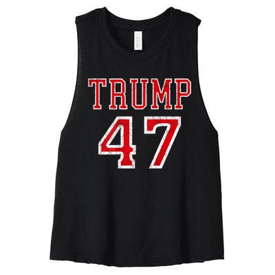 Trump 47 President Team Football Jersey Style 2024 Women's Racerback Cropped Tank