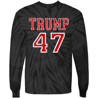 Trump 47 President Team Football Jersey Style 2024 Tie-Dye Long Sleeve Shirt