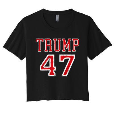 Trump 47 President Team Football Jersey Style 2024 Women's Crop Top Tee