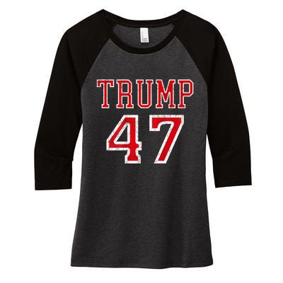 Trump 47 President Team Football Jersey Style 2024 Women's Tri-Blend 3/4-Sleeve Raglan Shirt