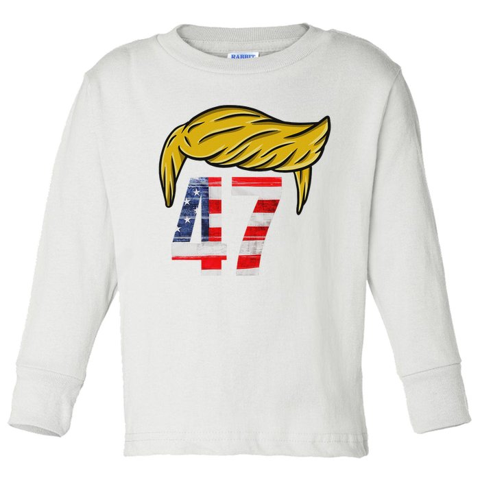 Trump 47 President Donald Trump 2024 Toddler Long Sleeve Shirt