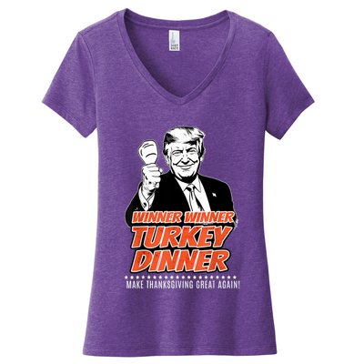 Trump 47th President Thanksgiving Winner Turkey Dinner Women's V-Neck T-Shirt
