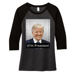 Trump 47th President 2024 Trump Mugshot Women's Tri-Blend 3/4-Sleeve Raglan Shirt