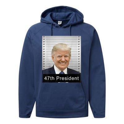 Trump 47th President 2024 Trump Mugshot Performance Fleece Hoodie