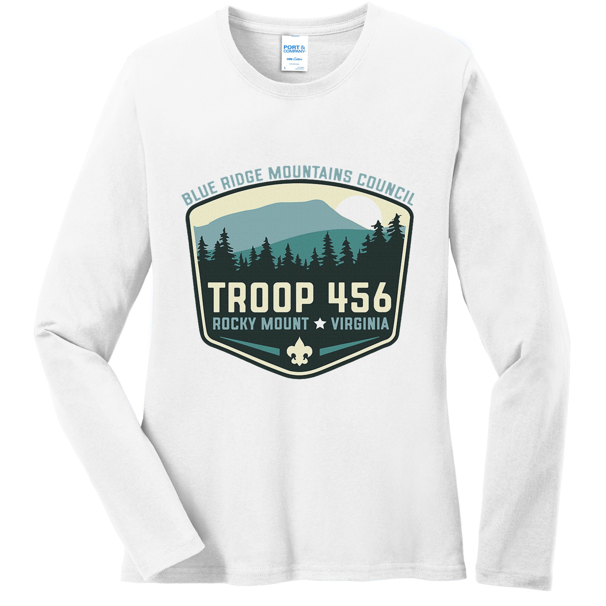 Troop 456 Rocky Mount Logo Class Ladies Long Sleeve Shirt