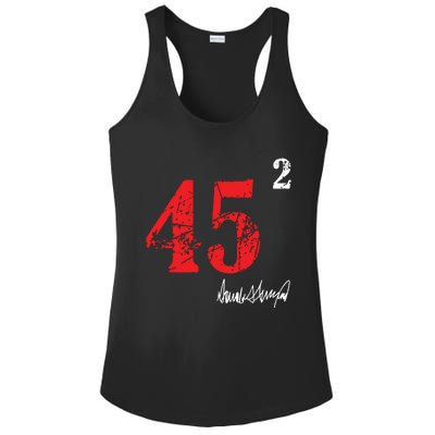 Trump 45 Squared Signature Pro Trump 2 Terms Ladies PosiCharge Competitor Racerback Tank