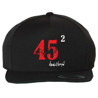 Trump 45 Squared Signature Pro Trump 2 Terms Wool Snapback Cap