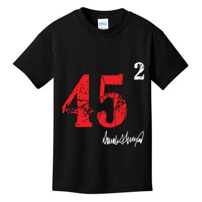 Trump 45 Squared Signature Pro Trump 2 Terms Kids T-Shirt