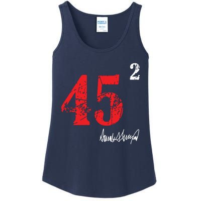 Trump 45 Squared Signature Pro Trump 2 Terms Ladies Essential Tank