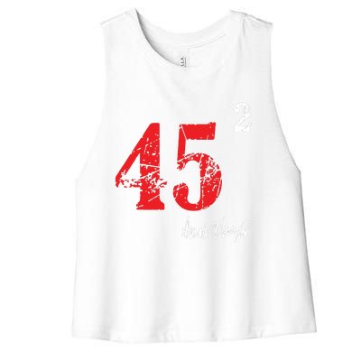 Trump 45 Squared Signature Pro Trump 2 Terms Women's Racerback Cropped Tank