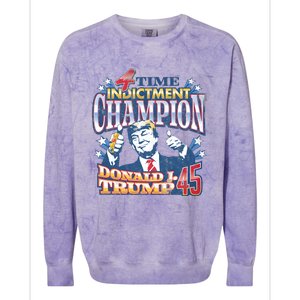 Trump 4 Time Indictment Champion Champ Not Guilty 2024 Colorblast Crewneck Sweatshirt