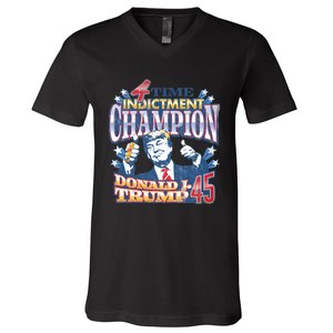 Trump 4 Time Indictment Champion Champ Not Guilty 2024 V-Neck T-Shirt