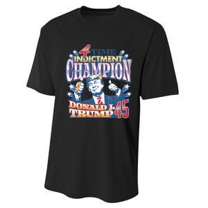 Trump 4 Time Indictment Champion Champ Not Guilty 2024 Performance Sprint T-Shirt