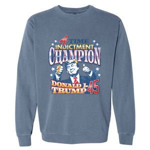 Trump 4 Time Indictment Champion Champ Not Guilty 2024 Garment-Dyed Sweatshirt