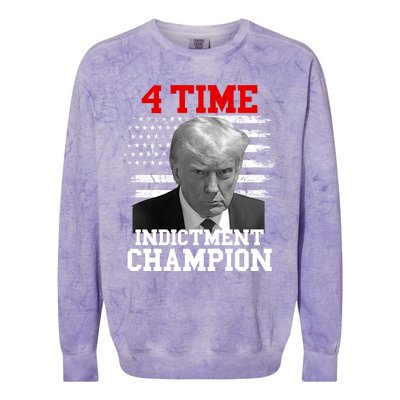 Trump 4 Time Indictment Champion Colorblast Crewneck Sweatshirt