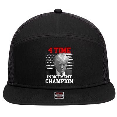 Trump 4 Time Indictment Champion 7 Panel Mesh Trucker Snapback Hat