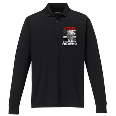 Trump 4 Time Indictment Champion Performance Long Sleeve Polo