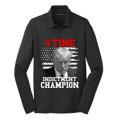 Trump 4 Time Indictment Champion Silk Touch Performance Long Sleeve Polo