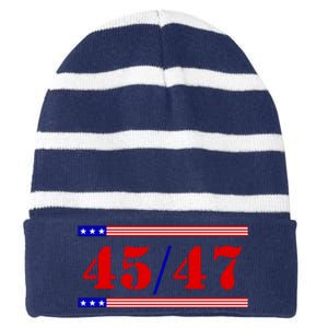 Trump 45/47 Trump 45 47 2024 Trump 2024 Striped Beanie with Solid Band