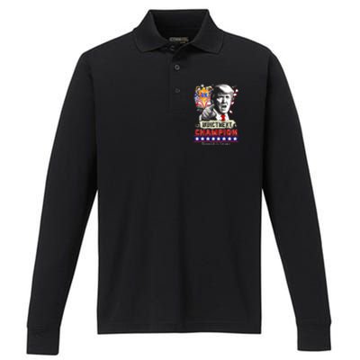 Trump 4 Time Indictment Champ Performance Long Sleeve Polo