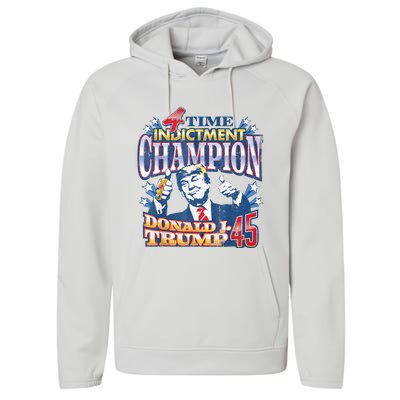 Trump 4 Time Indictment Champion Champ Not Guilty 2024 Performance Fleece Hoodie