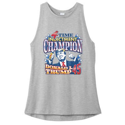 Trump 4 Time Indictment Champion Champ Not Guilty 2024 Ladies PosiCharge Tri-Blend Wicking Tank