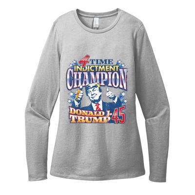 Trump 4 Time Indictment Champion Champ Not Guilty 2024 Womens CVC Long Sleeve Shirt