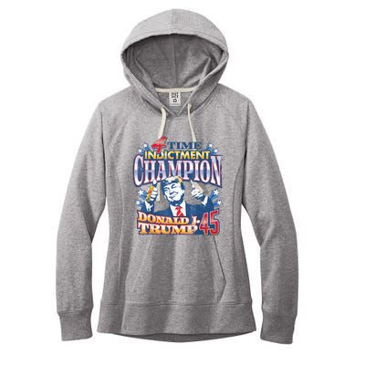 Trump 4 Time Indictment Champion Champ Not Guilty 2024 Women's Fleece Hoodie