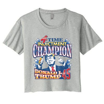 Trump 4 Time Indictment Champion Champ Not Guilty 2024 Women's Crop Top Tee