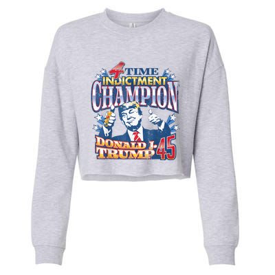 Trump 4 Time Indictment Champion Champ Not Guilty 2024 Cropped Pullover Crew