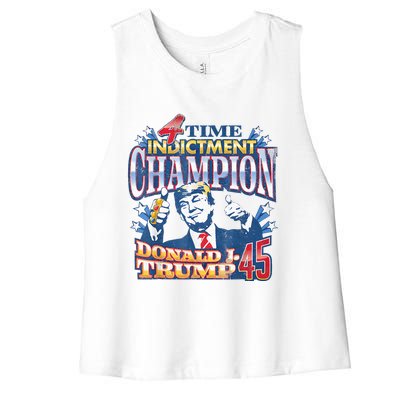 Trump 4 Time Indictment Champion Champ Not Guilty 2024 Women's Racerback Cropped Tank