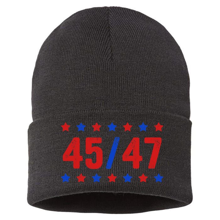 Trump 45/47 Trump 45 47 2024 Trump 2024 Sustainable Knit Beanie