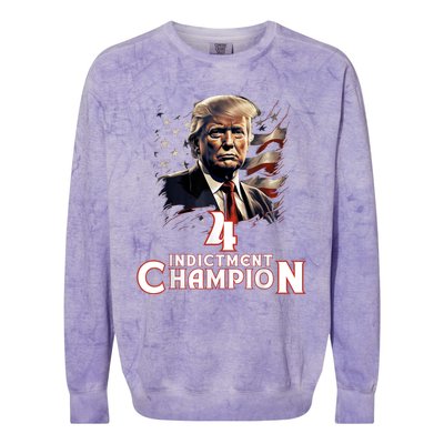 Trump 4 Time Indictment Champion Champ Not Guilty 2024 Colorblast Crewneck Sweatshirt