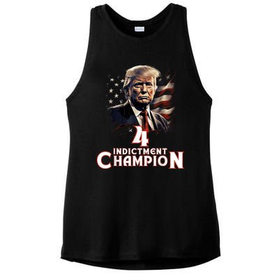 Trump 4 Time Indictment Champion Champ Not Guilty 2024 Ladies PosiCharge Tri-Blend Wicking Tank