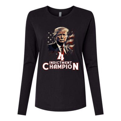 Trump 4 Time Indictment Champion Champ Not Guilty 2024 Womens Cotton Relaxed Long Sleeve T-Shirt