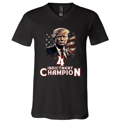 Trump 4 Time Indictment Champion Champ Not Guilty 2024 V-Neck T-Shirt