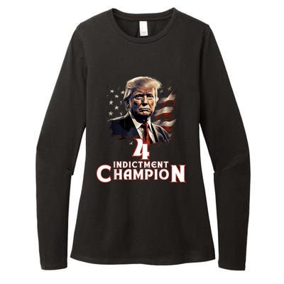 Trump 4 Time Indictment Champion Champ Not Guilty 2024 Womens CVC Long Sleeve Shirt