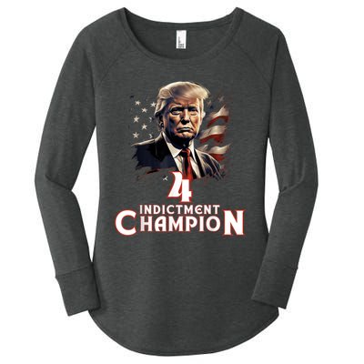 Trump 4 Time Indictment Champion Champ Not Guilty 2024 Women's Perfect Tri Tunic Long Sleeve Shirt