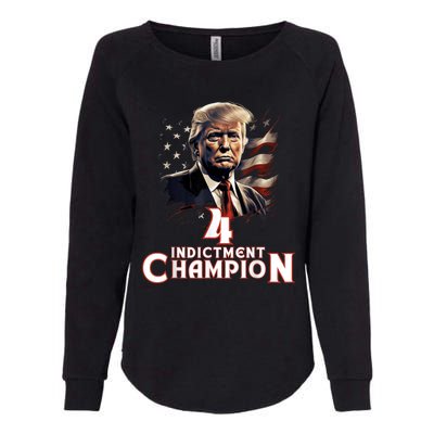 Trump 4 Time Indictment Champion Champ Not Guilty 2024 Womens California Wash Sweatshirt