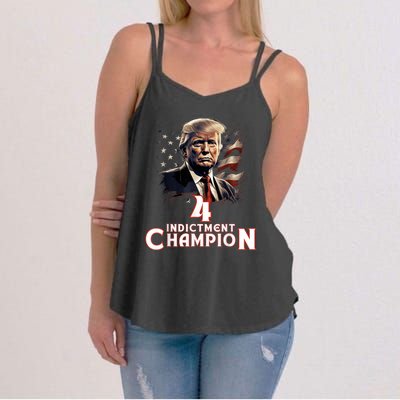 Trump 4 Time Indictment Champion Champ Not Guilty 2024 Women's Strappy Tank